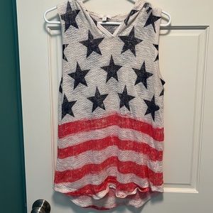 American Flag Hooded Sweater Tank Top
